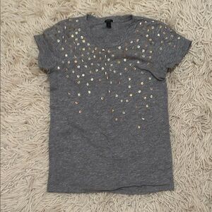 J crew Gray T-Shirt with embellishments